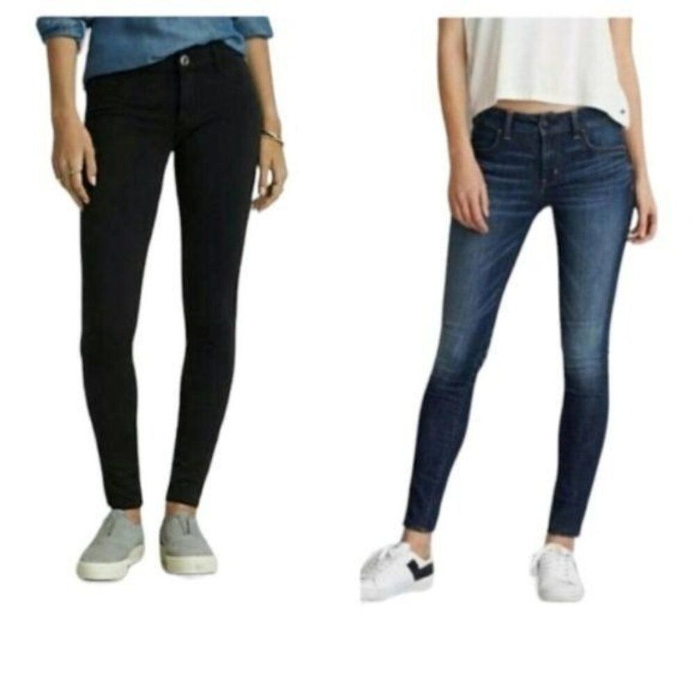 2 PAIRS American Eagle Jeans Legging Jeggings Stretch Mid Rise Women's Woman's 2